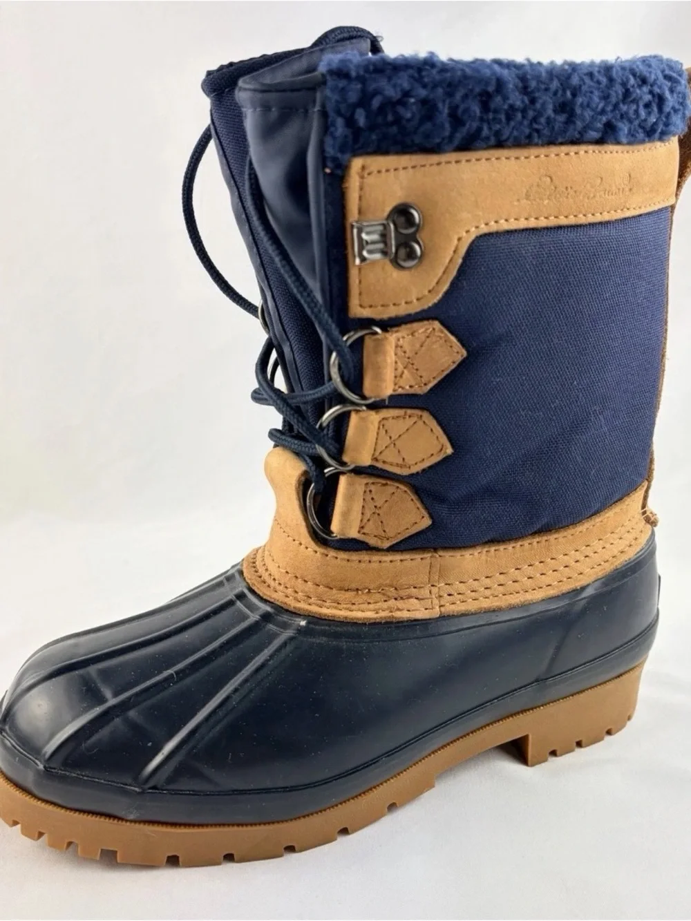 Eddie Bauer Navy and Brown Waterproof Winter Boots